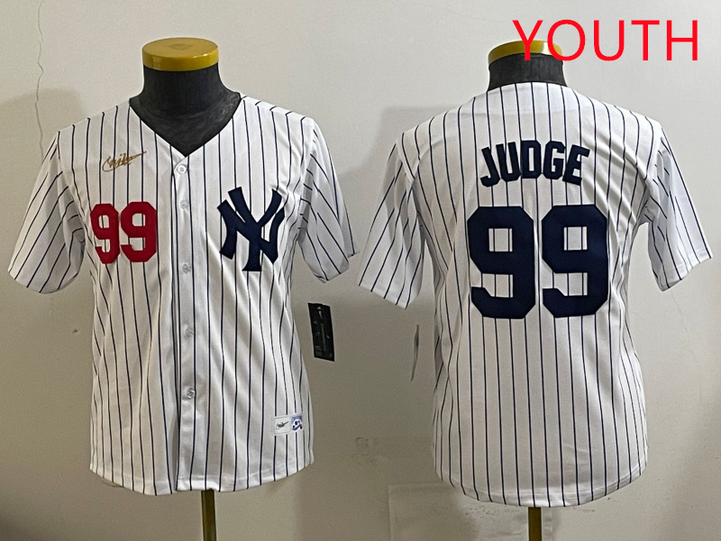 Youth New York Yankees #99 Judge White 2025 Nike MLB jersey style 42